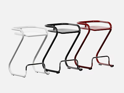Modern Design Bar Stools With White Black Red Colors And Metal Frame 3d model