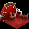 Net red punch point Chinese element modeling national tide style booth 3d model