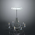 Elegant Metal Chandelier With Candle Shaped Lights And Chain Ceiling Base 3d model