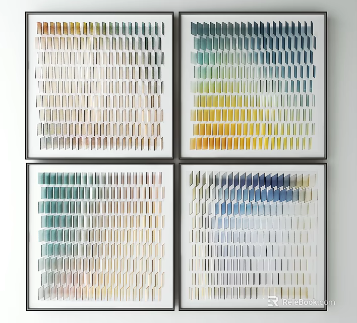 Colorful Abstract Wall Art With Gradient Square Patterns For Home Decor 3d model 