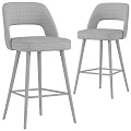 Modern Houndstooth Backrest Bar Stools With Black And Brown Velvet Seats And Metal Legs
