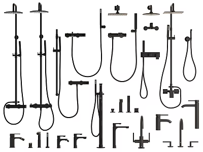 Different Types Of Shower Head Components And Modern Design Styles 3d model