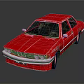 Red Vintage Sedan Car With Classic Design And Worn Exterior Details