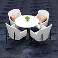 Modern Stylish Interior Round White Table With Four White Chairs and Green Plant Centerpiece