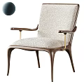 Modern Single Chair With Plush Fabric Wooden Legs And Gold Metal Armrests