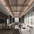 Modern Sales Office Interior With Reception Area Wooden Walls And Tables Chairs