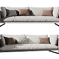 Light Colored Sectional Sofa With Various Colored Cushions And Metal Frame 3d model