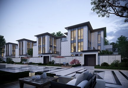 New Chinese Townhouse Residence 3d model