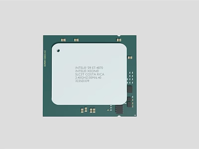 High Performance Industrial CPU Processor With Green Circuit Board And Technical Details 3d model