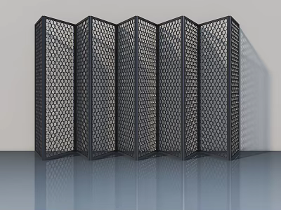 Modern Folding Panel Door With Metal Mesh Design For Room Partition 3d model