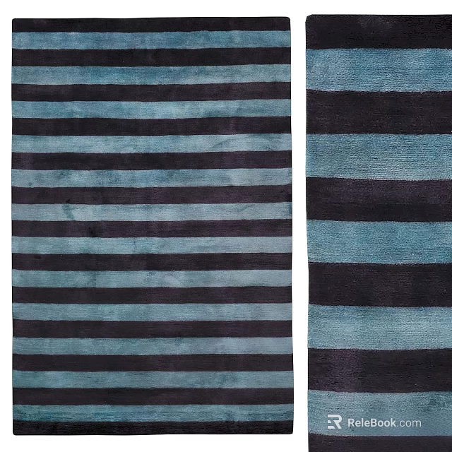 Square Rug With Teal And Black Striped Pattern For Modern Home Interior Decor 3d model