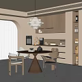 Modern Middle Ancient Style Restaurant Modern Middle Ancient Dining Table and Chair Dining Table and Chair Combination Round Dining Table and Chair Solid Wood Dining Table and Chair Modern Middle Ancient Sideboard Modern Middle Ancient Chandelier 3d model