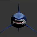 Blue Shark Realistic Model on Dark Background with Detailed Fins and Tail