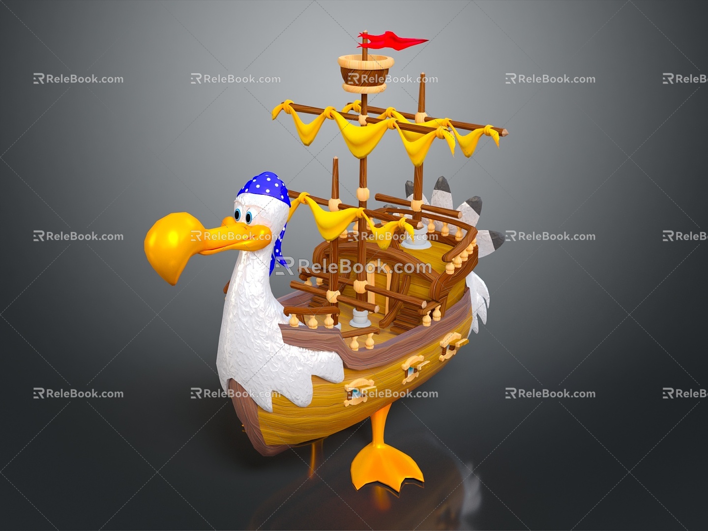 Modern Boat Small Boat Cartoon Wooden Boat Cartoon Airship Small Wooden Boat 3d model