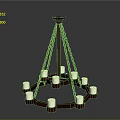 Wooden Chandelier With Candle Shaped Lights And Chain Suspension Design
