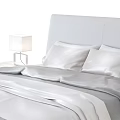 Modern Double Bed With Bedside Tables Table Lamps And Gray White Bedding 3d model