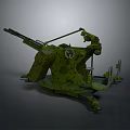 Military Green Camouflage Artillery Weapon Featuring Mounted Structure And Long Barrel