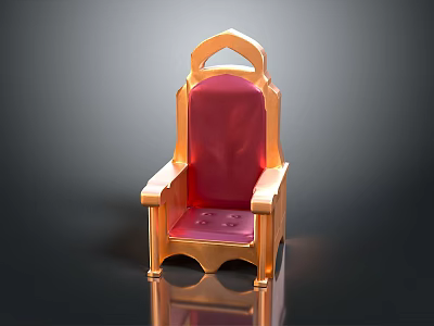 Elegant Golden Chair With Red Cushion And Ornate Armrest Design Details 3d model