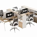 Modern Office Desk Workstation Setup With Ergonomic Chairs Computer Monitors And Storage Cabinets 3d model