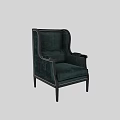 Elegant Emerald Green Velvet Accent Chair With Black Wooden Frame And Nailhead Trim