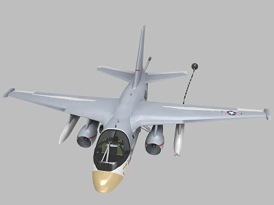 Gray Fighter Jet 3D Model With Golden Nose Cockpit And US Air Force Insignia 3d model