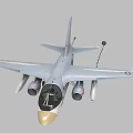 Gray Fighter Jet 3D Model With Golden Nose Cockpit And US Air Force Insignia