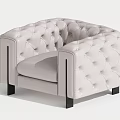 Modern Classic Light Beige Tufted Design Single Sofa With Black Legs 3d model