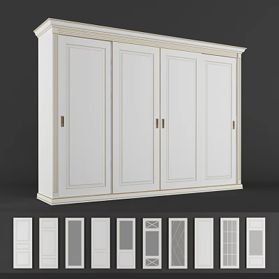 White Modern Wardrobe Design With Four Doors And Decorative Trim For Storage 3d model