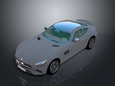 Silver Mercedes Two Door Sports Car With Sleek Design Transparent Roof And Alloy Wheels 3d model