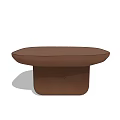 Modern Brown Coffee Table with Sleek Oval Top and Minimalist Base Design 3d model