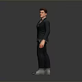 Stylish Man In Modern Black Suit With Black Pants And Silver Shoes