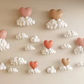Cute Decorative Wall Hangings With Cloud And Heart Shapes In Pink Brown White 3d model