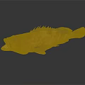 Brown Spotted Fish With Open Mouth And Yellow Fins On Dark Background