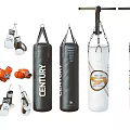 Essential Boxing Sports Equipment Including Hanging Punching Bags And Training Gloves
