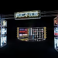 Illuminated Neon Structure With Multiple Bright Colorful Signs At Night 3d model