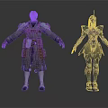 Two Characters Wearing Practical And Futuristic Armor With Different Detailed Designs 3d model