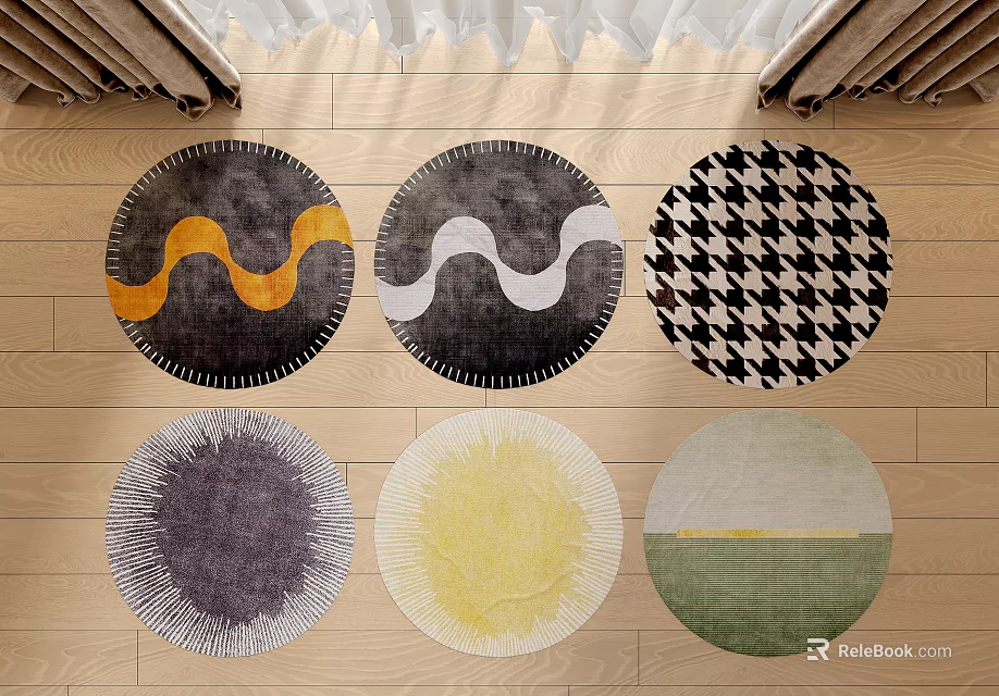 Round Area Rugs Featuring Various Patterns And Modern Designs For Home Decor 3d model