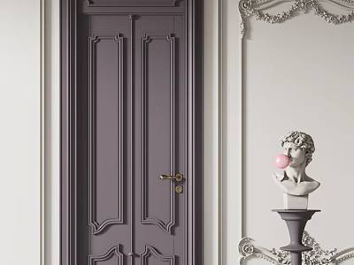 Sauna Shower Space With Elegant Decorative Door And Art Sculpture 3d model