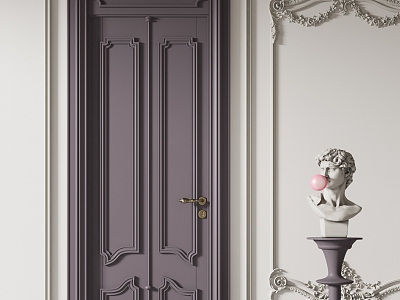 French Single Door 3d model