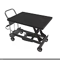 Mobile Hydraulic Lift Table With Black Platform Top Metal Frame And Wheels