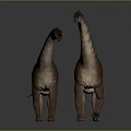 Two Long Neck Dinosaurs Standing On Gray Background With Brown Skin 3D Render 3d model