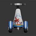 Kids Three Wheeled Scooter With Palm Tree Design And Blue White Wheels