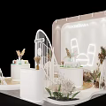 Modern Liquor Store Exhibition Booth With White Arched Structures Green Plants And Displayed Bottles