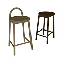 Minimalist Wooden Bar Stools With Round Seat And Light Dark Colors For Modern Space