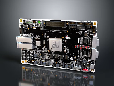 Advanced Electronic Circuit Board With Microchip Integrated Components And Interface Ports 3d model