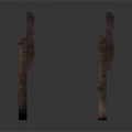 Dark Brown Circular And Rectangular Scene Components With Vertical Slats And Protruding Posts