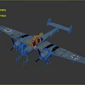Military Aircraft Model With Twin Engines Camouflage Paint And Wing Markings