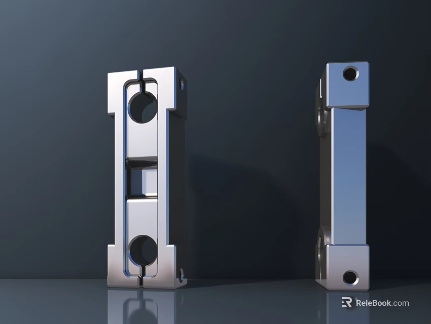 Shiny Silver Metal Door Handles With Modern Geometric Design And Smooth Finish 3d model 