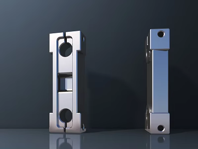 Shiny Silver Metal Door Handles With Modern Geometric Design And Smooth Finish 3d model