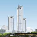 modern office building 3d model
